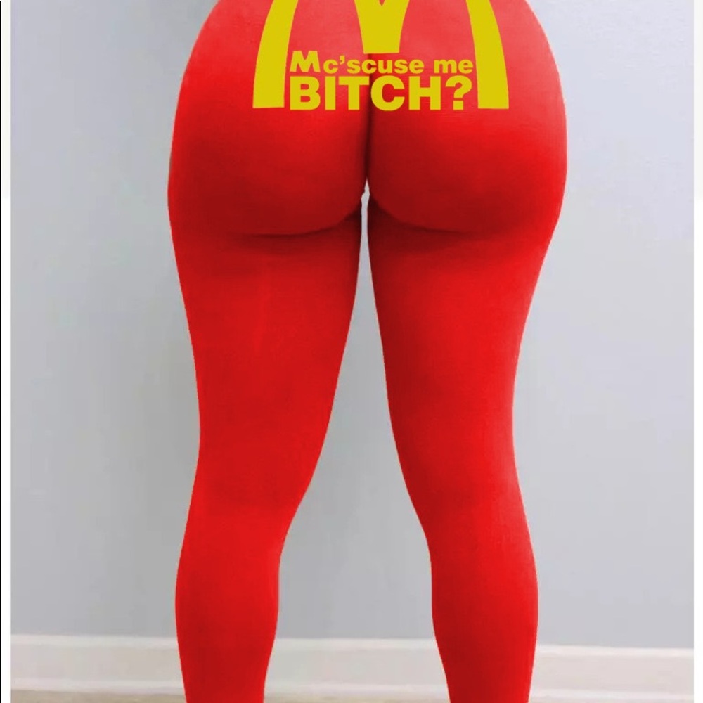 Women red meme leggings Sz L